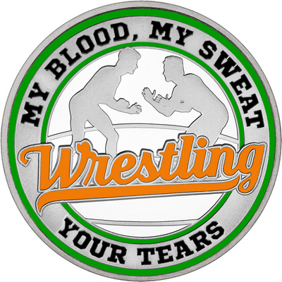 Orange "Wrestling" with Green Outer Circular Borders